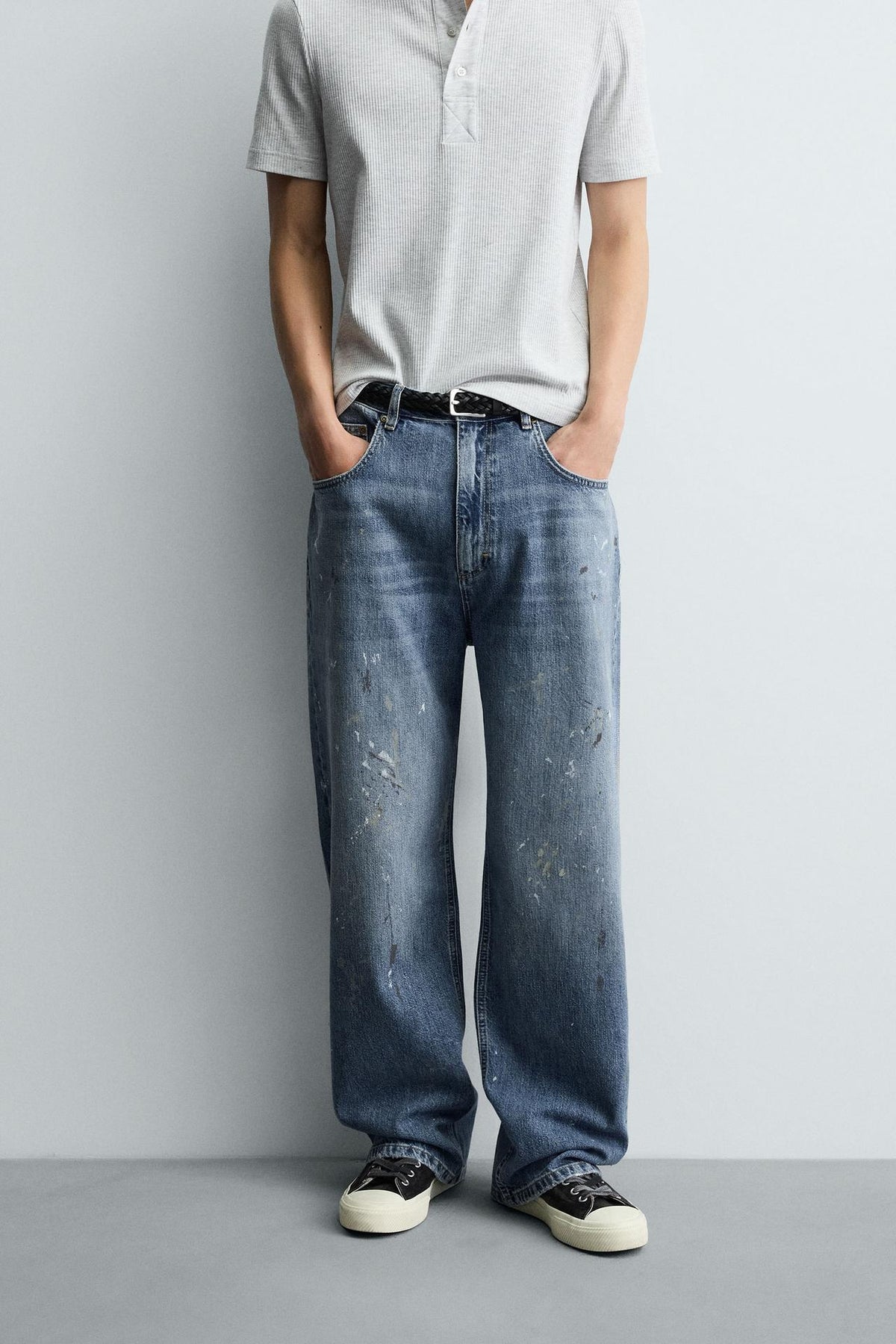 ZARA BAGY FIT JEANS WITH PAINT SPLATTER