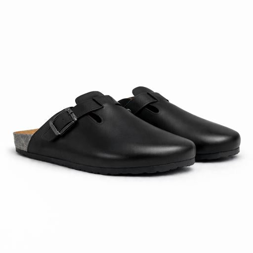 ANTIGUO CALIDA LEATHER CLOGS BLACK